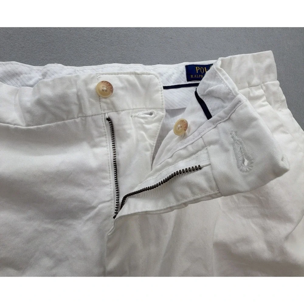 Polo Ralph Lauren Stretch Classic Fit Chino Shorts White Mens 36 Flat Front